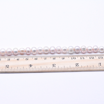 高品質淡水パールビーズ ラウンド 天然素材 ライトピンク 7-8mm【1連（約56ヶ）】
