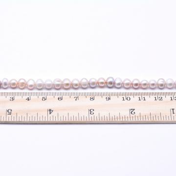 高品質淡水パールビーズ ラウンド 天然素材 ライトパープル  5.5-6mm【1連（約66ヶ）】