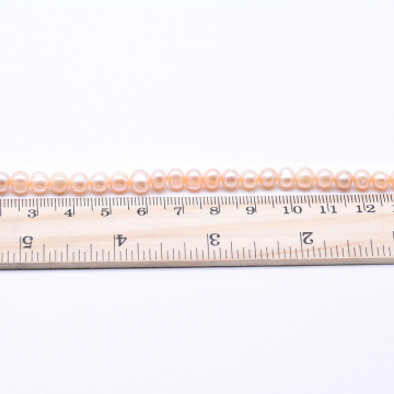 高品質淡水パールビーズ ラウンド 天然素材 ベージュ  5.5-6mm【1連（約67ヶ）】