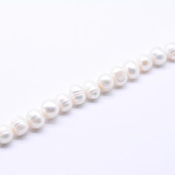 高品質淡水パールビーズ オーバル 天然素材 ホワイト 10-11mm【1連（約39ヶ）】