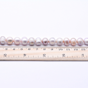 高品質淡水パールビーズ オーバル 天然素材 ライトピンク 10-11mm【1連（約39ヶ）】