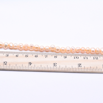 高品質淡水パールビーズ オーバル 天然素材 ベージュ 6-7mm【1連（約66ヶ）】