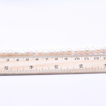 高品質淡水パールビーズ オーバル 天然素材 ホワイト 6-7mm【1連（約57ヶ）】