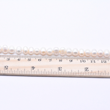 高品質淡水パールビーズ オーバル 天然素材 ホワイト 6-7mm【1連（約56ヶ）】