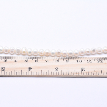 高品質淡水パールビーズ ラウンド 天然素材 ホワイト  6-7mm【1連（約63ヶ）】