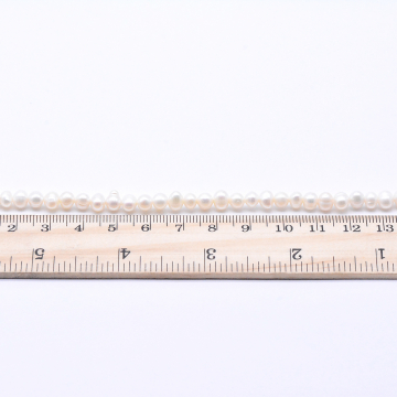 高品質淡水パールビーズ オーバル 天然素材 ホワイト  4-4.5mm【1連（約78ヶ）】