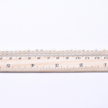高品質淡水パールビーズ オーバル 天然素材 ホワイト  4-4.5mm【1連（約77ヶ）】
