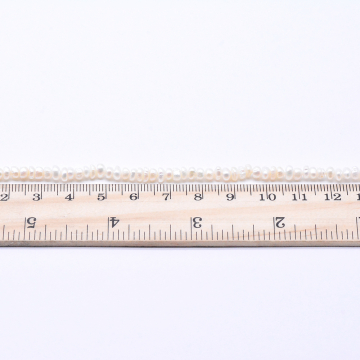 高品質淡水パールビーズ  ボタン 天然素材 ホワイト  3-5mm【1連（約147ヶ）】