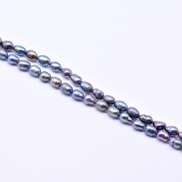 高品質淡水パールビーズ オーバル 天然素材 パープル  4-4.5mm【1連（約55ヶ）】