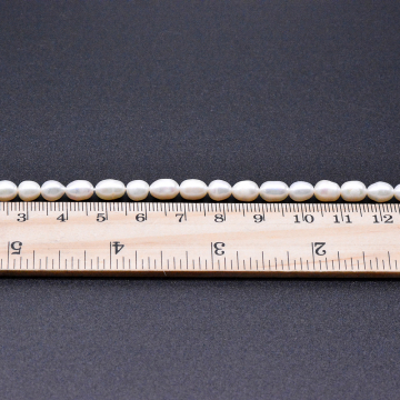 高品質淡水パールビーズ オーバル 天然素材 ホワイト 5.5mm【1連（約50ヶ）】
