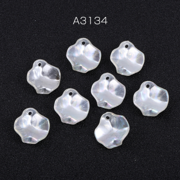 高品質アクリルパーツ 花びら 1穴 15×16mm ホワイトＡＢカラー（10ヶ）