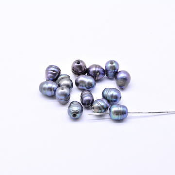 高品質淡水パールビーズ オーバル 天然素材 パープル 8-9mm【2ヶ】
