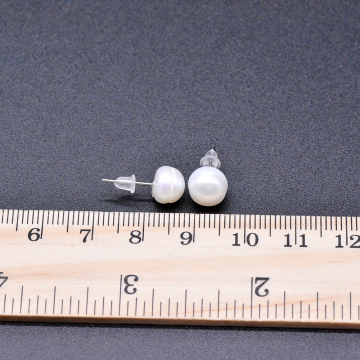 高品質淡水パールピアス 丸型 天然素材 ホワイト 8mm【1ペア】