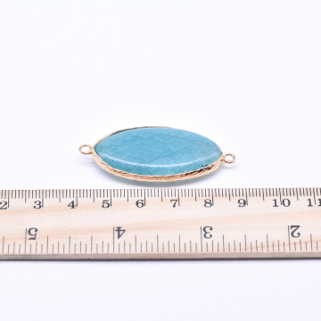 天然石コネクターチャーム グレーアゲート 楕円形 2カン 21×47mm ゴールド (1ヶ)