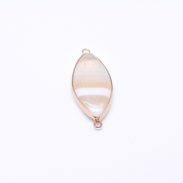 天然石コネクターチャーム オフホワイトアゲート マーキス型 2カン 19×48mm ゴールド (1ヶ)