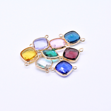 ガラスチャーム 菱形カット 2カン 14×21mm (10ヶ)