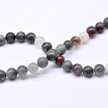 天然石ビーズ ブラッドストーン ラウンド 8-9mm 1連(約45ヶ）