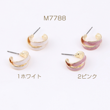 高品質デザインピアス エポピアス 2連フープ 9×16mm ゴールド（4ヶ）