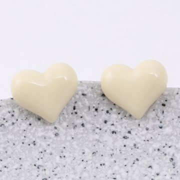 ハートピアス カスタムピアス 樹脂製 ハート型 16×19mm ベージュ（4ヶ）