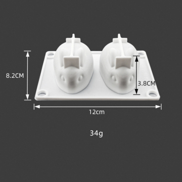 シリコンモールド　手作り　ウサギ型 120×82×38mm ホワイト（2ヶ）