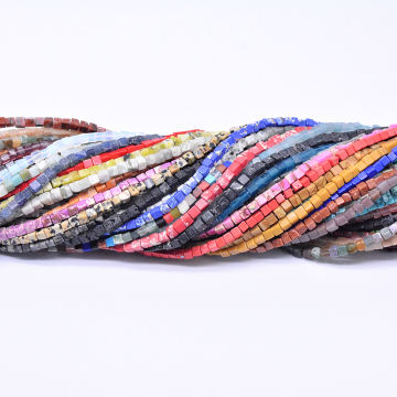 天然石ビーズ キューブ  4×4mm  【1連(約99ヶ）】