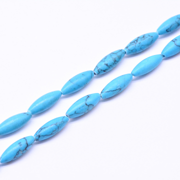 天然石ビーズ ライス ブルー 6×16mm  【1連(約26ヶ）】