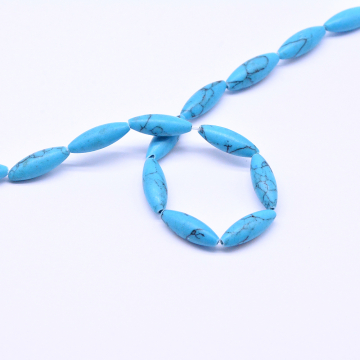 天然石ビーズ ライス ブルー 6×16mm  【1連(約26ヶ）】