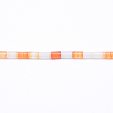 天然石ビーズ 円柱形 オレンジ  4×7mm  【1連(約58ヶ）】