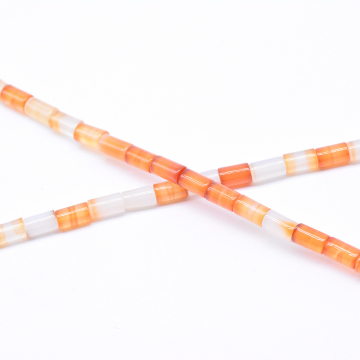天然石ビーズ 円柱形 オレンジ  4×7mm  【1連(約58ヶ）】