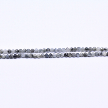 天然石ビーズ 丸玉カット グレー  3mm 【1連(約133ヶ）】