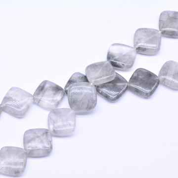 天然石ビーズ  菱形 グレー  17×17mm 【1連(約23ヶ）】
