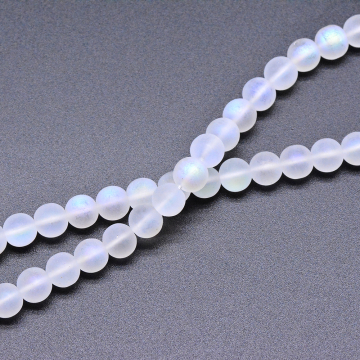 天然石ビーズ  丸型 半クリア ＡＢカラー 8mm 【1連(約49ヶ）】
