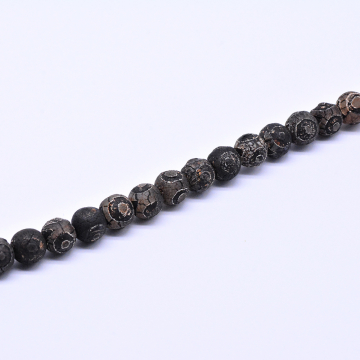 天然石ビーズ 瑪瑙 丸型 ダークグレー 10mm【1連(約37ヶ）】