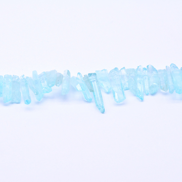 天然石ビーズ ロッククリスタル さざれ ブルー 【1連(約59ヶ）】