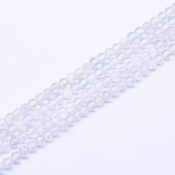 天然石ビーズ クリスタル 透明 丸玉4mm ホワイト【1連（約88個）】