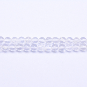 天然石ビーズ クリスタル 透明 丸玉8mm ホワイト【1連（約48個）】