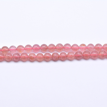 天然石ビーズ 苺水晶 丸玉8mm【1連（約45個）】