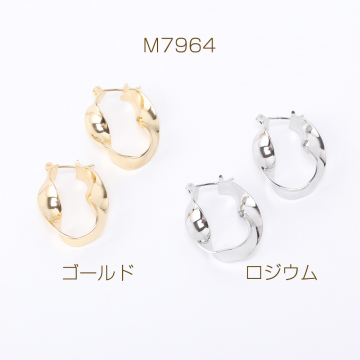 高品質デザインピアス フープピアス ツイストオーバルピアス 20×26mm（2ヶ）