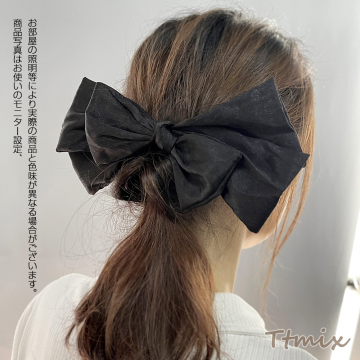 ヘアバレッタ ヘアアクセサリー リボン 11×20cm（1ヶ）