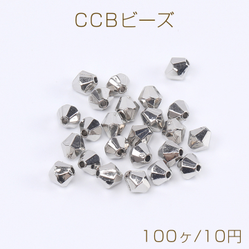 CCBビーズ ソロバンカット 6×6mm ロジウム（100ヶ）