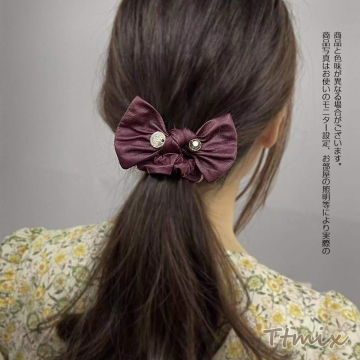 PUレザーシュシュ ヘアアクセサリー リボン 10cm（1ヶ）