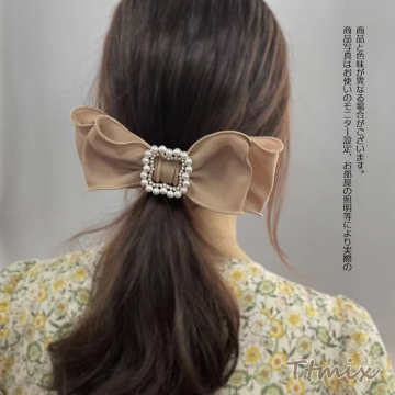 ヘアバレッタ ヘアアクセサリー リボン 6×17cm（1ヶ）