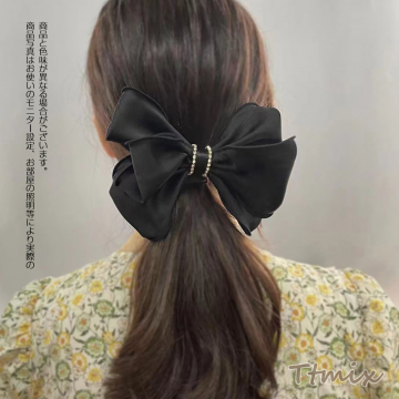 ヘアバレッタ ヘアアクセサリー リボン 10×14cm（1ヶ）