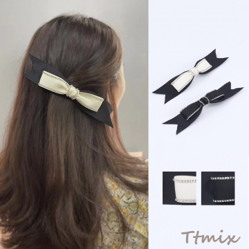 ヘアバレッタ ヘアアクセサリー リボン ストーン付き 4×19mm（1ヶ）