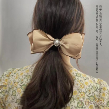 ヘアバレッタ ヘアアクセサリー リボン 7×16cm（1ヶ）