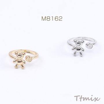 デザインリング 指輪 クマリング 幅約11.5mm ゴールド＆ロジウム 2色セット（2ヶ）