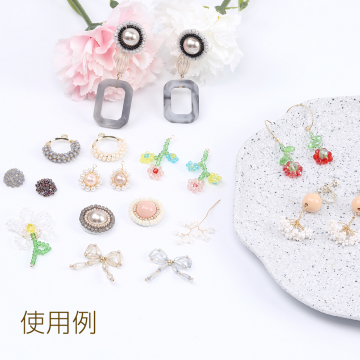 ガラスビーズカボション フラワーパーツ 花型ハンドメイドアクセサリーパーツ 28×42mm（2ヶ）