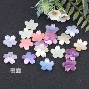 フラワーパーツ アセテート製 桜 五弁花 中心穴あり グラデーションカラー 22×22mm（6ヶ）