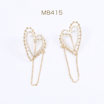 高品質デザインピアス ジルコニアピアス ハート型ピアス 25×35mm ゴールド（2ヶ）