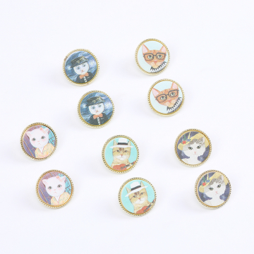 高品質デザインピアス アクリル付きピアス 猫 ラウンド 21mm ゴールド